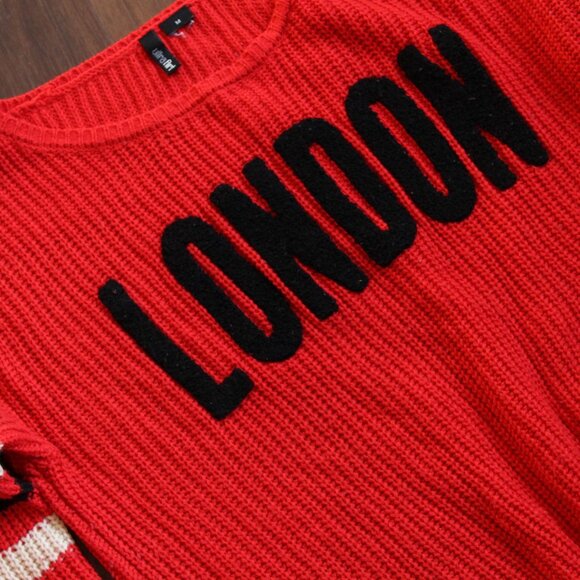 Ultra Flirt Womens Sweater, London, Red and White and Black, Size Medium - Picture 12 of 13